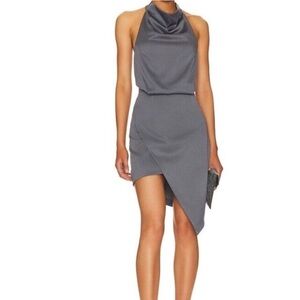 Elliatt Women’s Camo Asimmetric Cocktail Gray Dress Size L